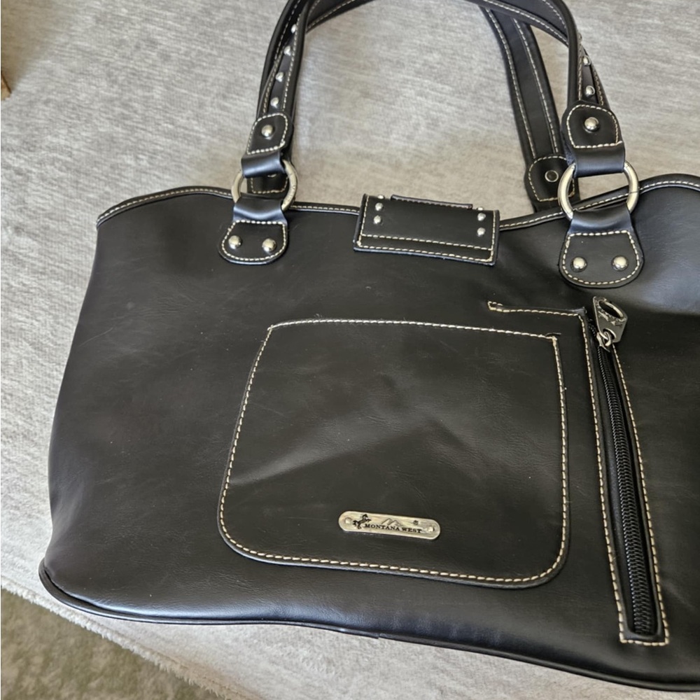 Black Leather Tote Bag
